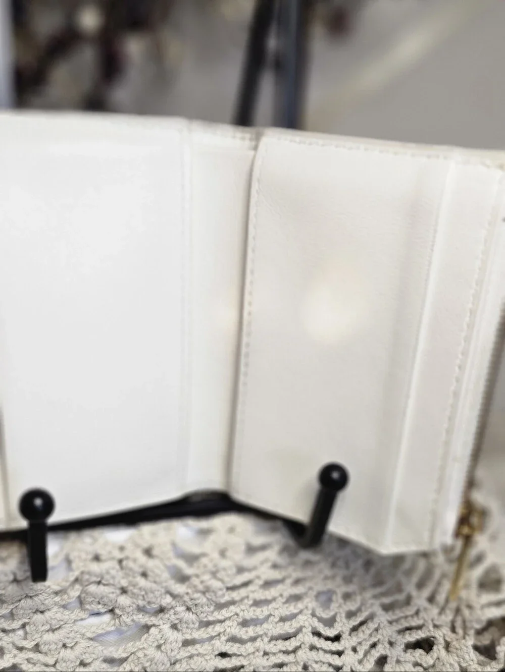 Dior White Quilted Leather Wallet with Gold Pearl Hardware With COA.